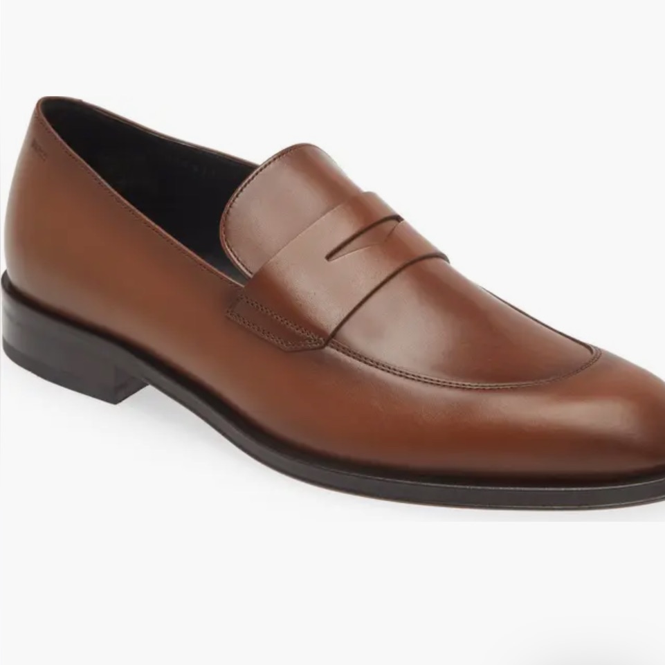 Boss Brown Leather Penny Loafers Men’s Slip On Size 11